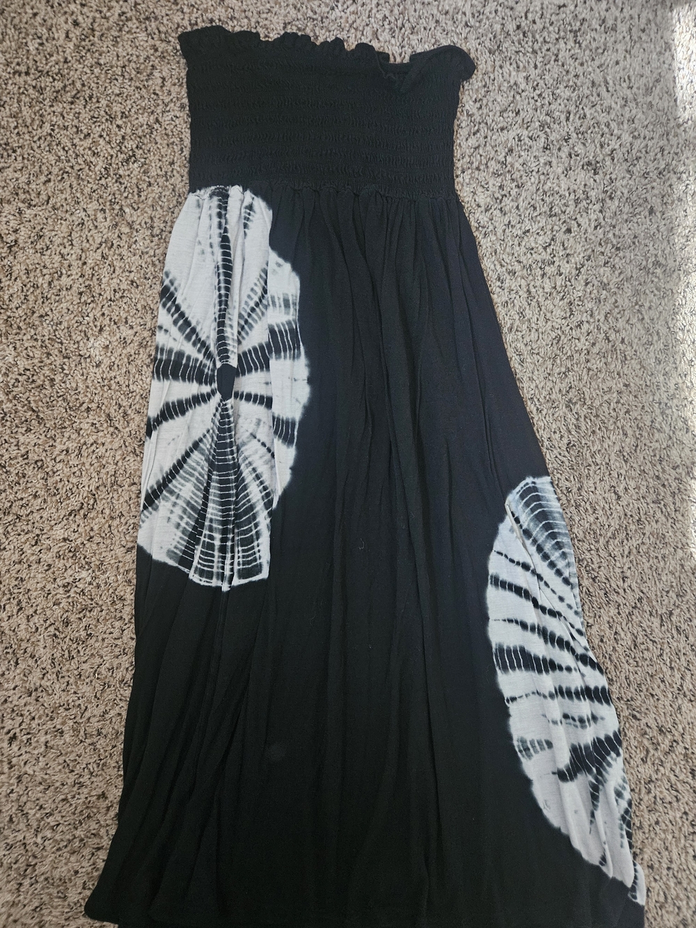 🦋Boho Black Tie-Dye Dress/Maxi Skirt Size S